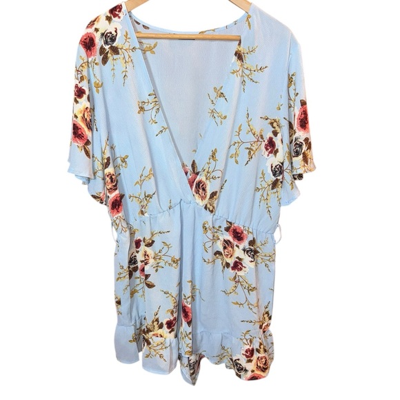 SHEIN Curve Boho Floral V-Neck Ruffle Romper 1XL - Picture 6 of 7